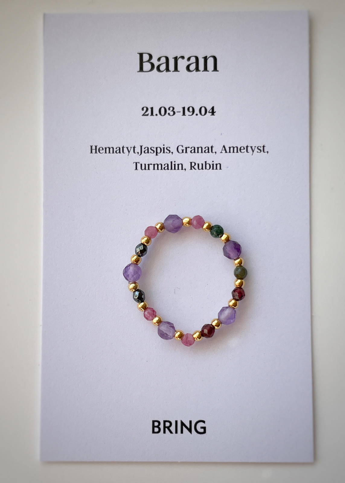 Pierścionek elastyczny znak zodiaku Baran pozłacany