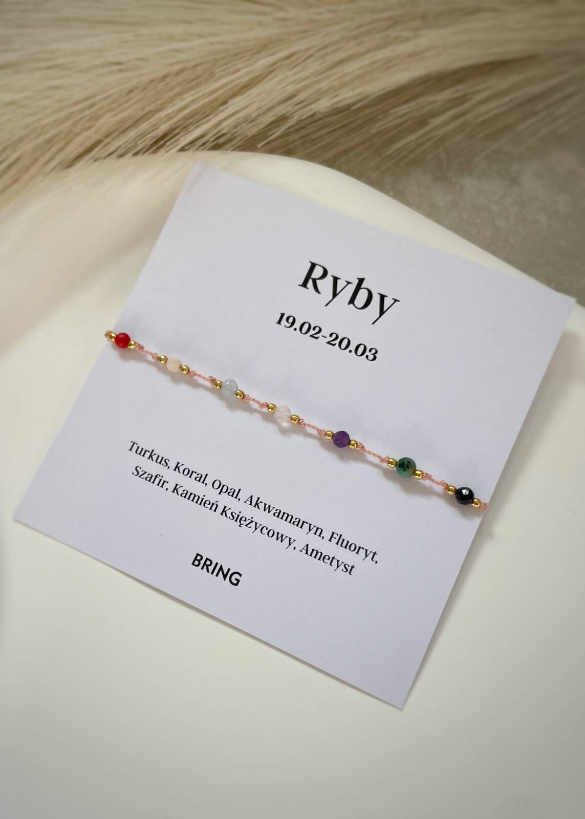 Bransoletka znak zodiaku Ryby pozłacane kulki