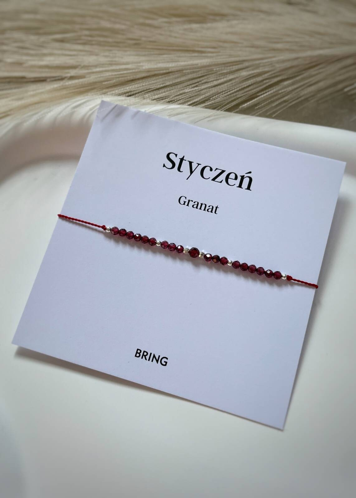 Bransoletka Kamień Urodzeniowy - Styczeń srebrna