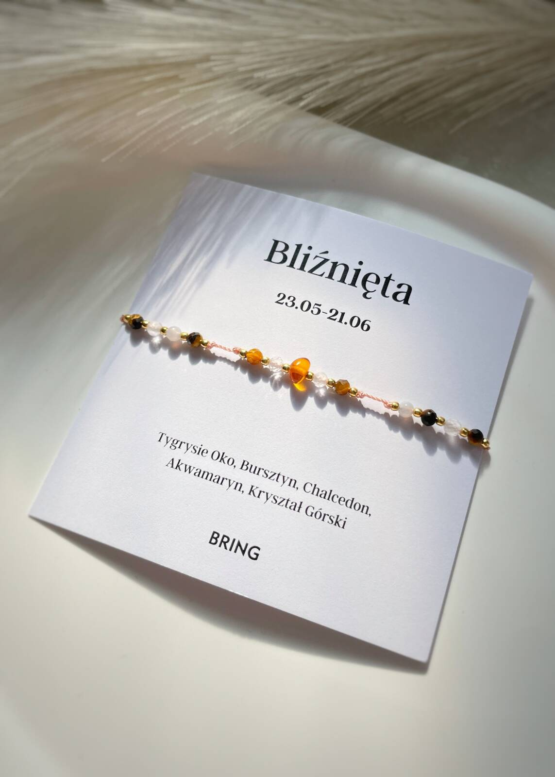 Bransoletka znak zodiaku Bliźnięta pozłacane kulki