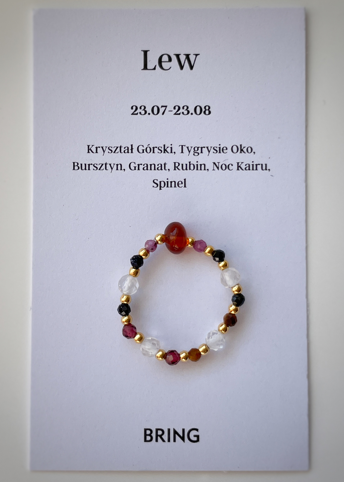 Pierścionek elastyczny znak zodiaku Lew pozłacany