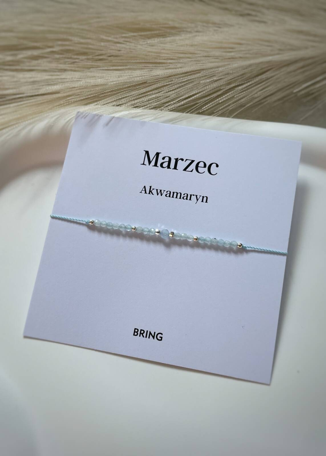 Bransoletka Kamień Urodzeniowy - Marzec srebrna