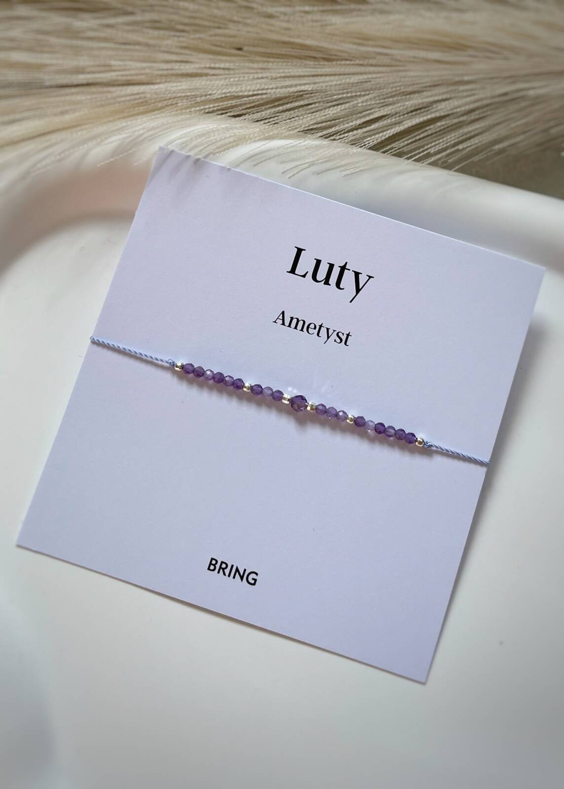 Bransoletka Kamień Urodzeniowy - Luty srebrna