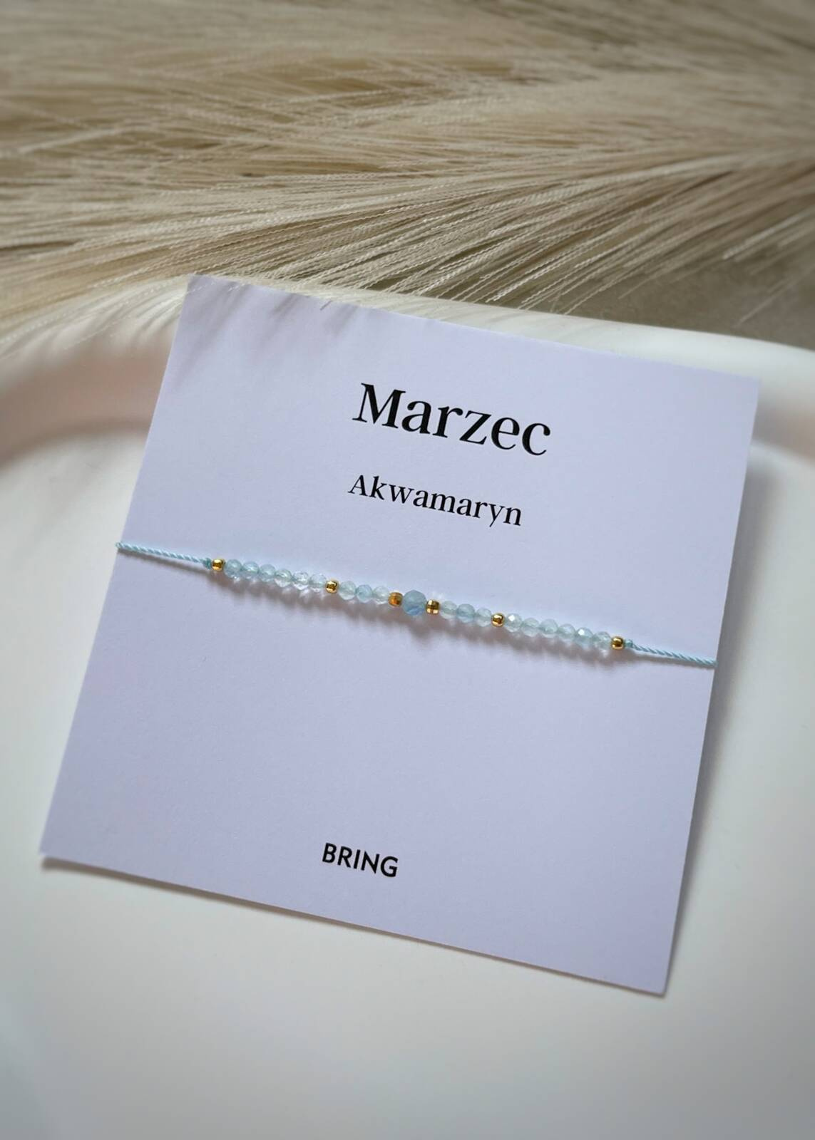Bransoletka Kamień Urodzeniowy - Marzec pozłacana