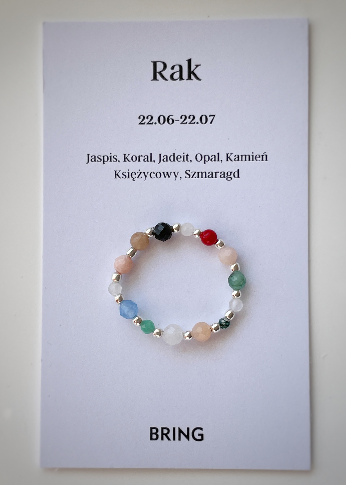 Pierścionek elastyczny znak zodiaku Rak srebrny