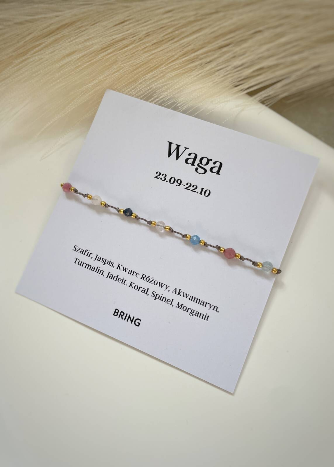 Bransoletka znak zodiaku Waga pozłacane kulki