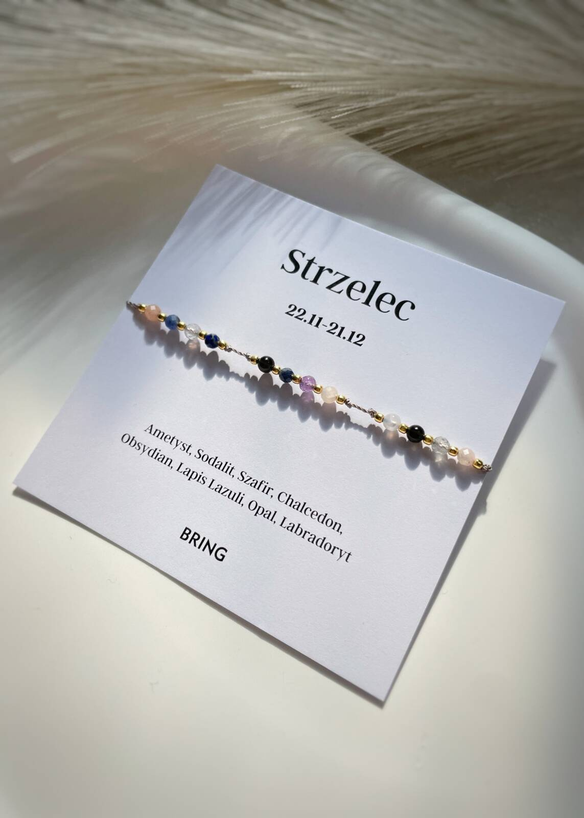 Bransoletka znak zodiaku Strzelec pozlacane kulki