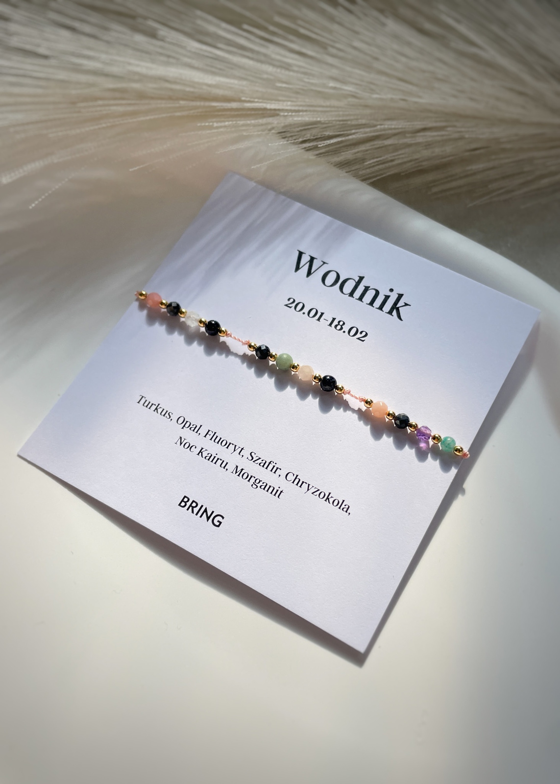 Bransoletka znak zodiaku Wodnik pozłacane kulki